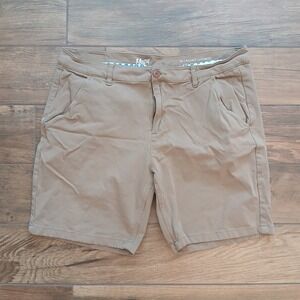 Mugsy Shorts Mens 38 BRown Belmont‎ Chino Cotton Rayon Stretch Flat Front 8"